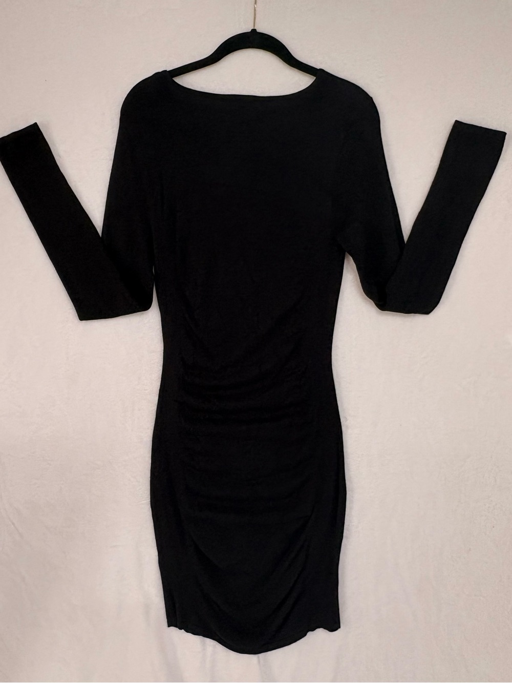 🖤 Express Black Ruched Bodycon Sweater Dress – Size Small